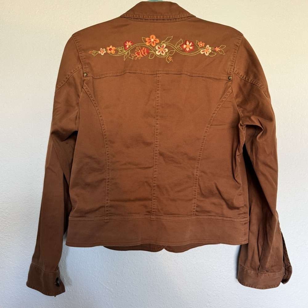 Tommy Bahama Stretch Jacket‎ L Brown Embroidered Western Boho Floral Lined - Picture 10 of 13